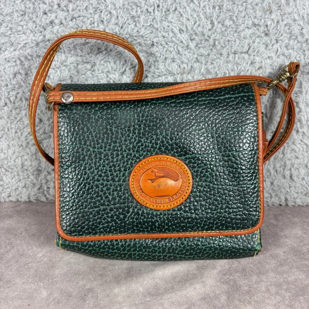 Dooney & Bourke Crossbody Bag Womens Small Green All Weather Leather Duck Logo